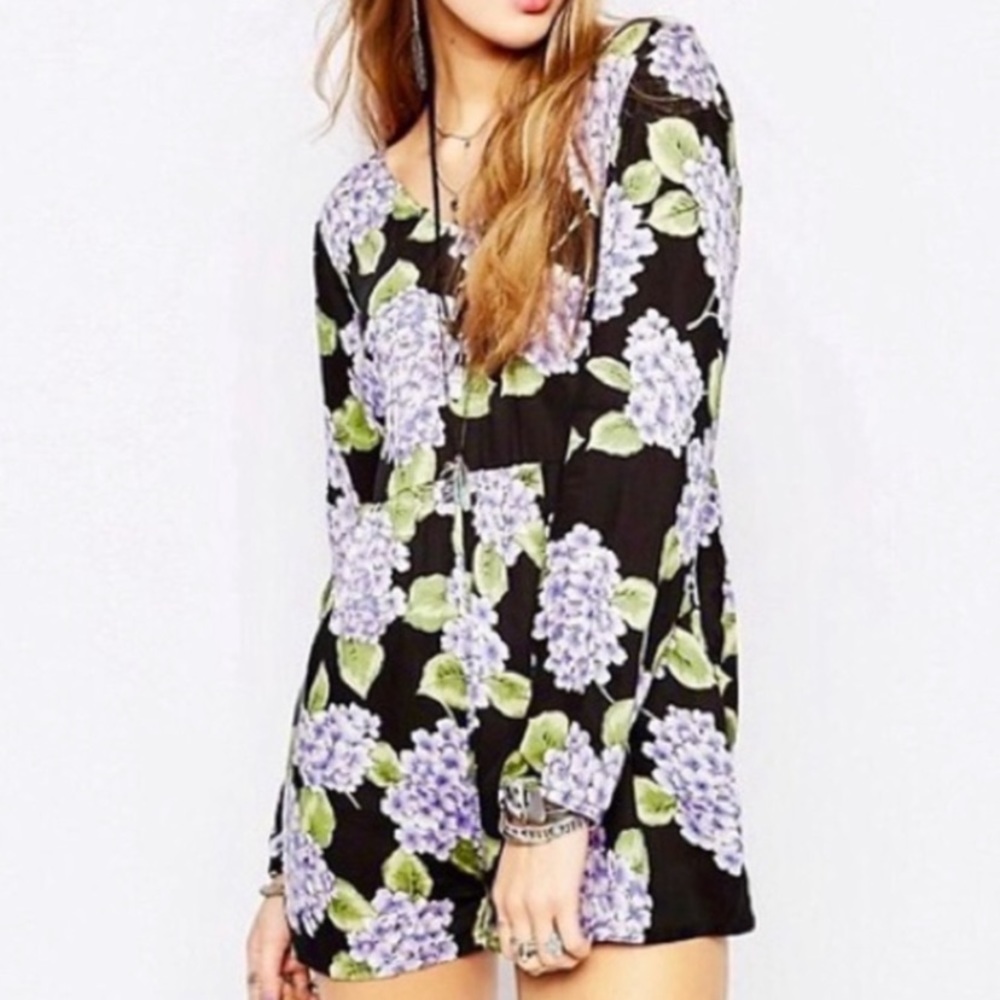 MINKPINK Floral Long Sleeve Romper